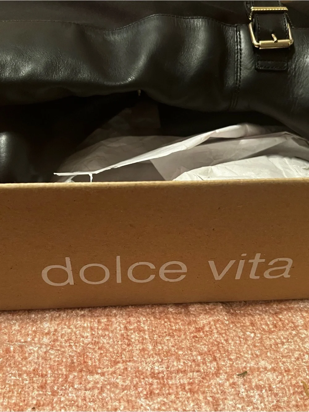 Dolce Vita Women’s Black Over-the-Knee Buckle Leather Boots